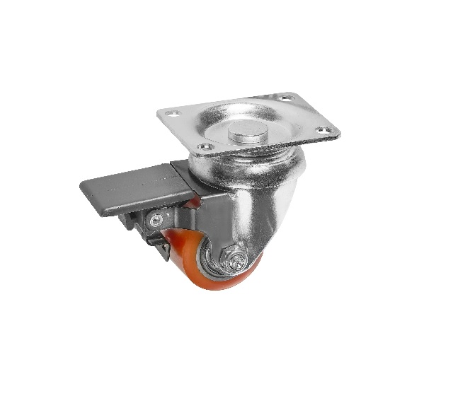 Детальное изображение Колесо Стелла-техник 1703-35 поворотное с тормозом, диаметр 35мм, грузоподъемность 100кг, полиуретан, сталь - Купить