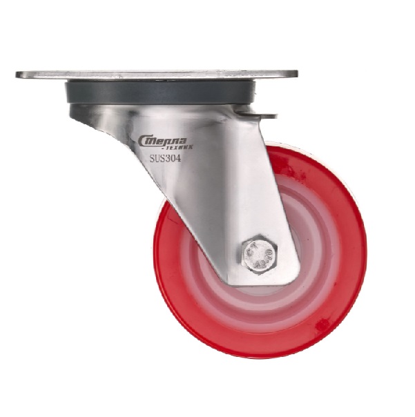 Детальное изображение Колесо Стелла-техник 6901-80 поворотное, диаметр 80мм, грузоподъемность 120кг, термопластичный полиуретан, полиамид, кронштейн из нержавеющей стали - Купить