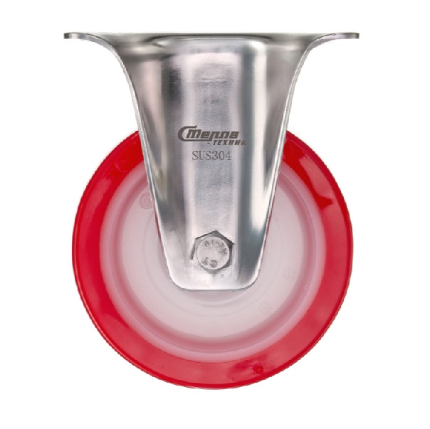 Детальное изображение Колесо Стелла-техник 6902-100 неповоротное, диаметр 100мм, грузоподъемность 170кг, термопластичный полиуретан, полиамид, кронштейн из нержавеющей стали - Купить