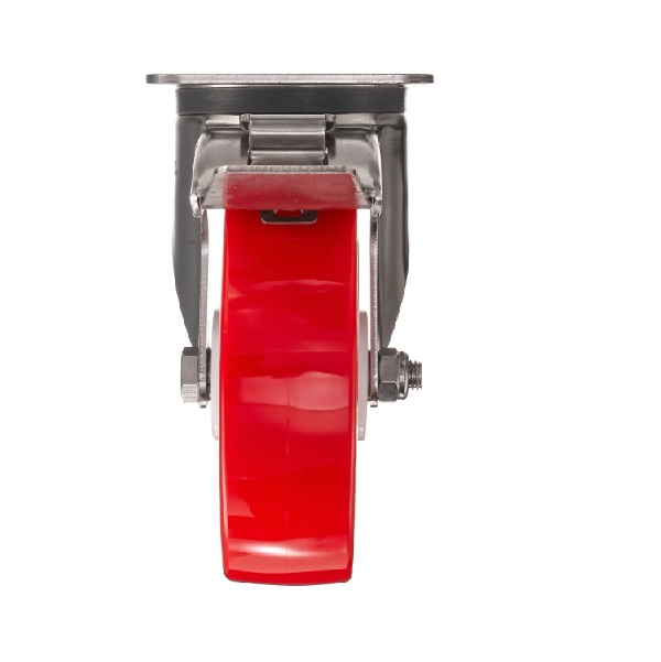 Детальное изображение Колесо Стелла-техник 6903-150 поворотное с тормозом, диаметр 160мм, грузоподъемность 350кг, термопластичный полиуретан, полиамид, кронштейн из нержавеющей стали - Купить