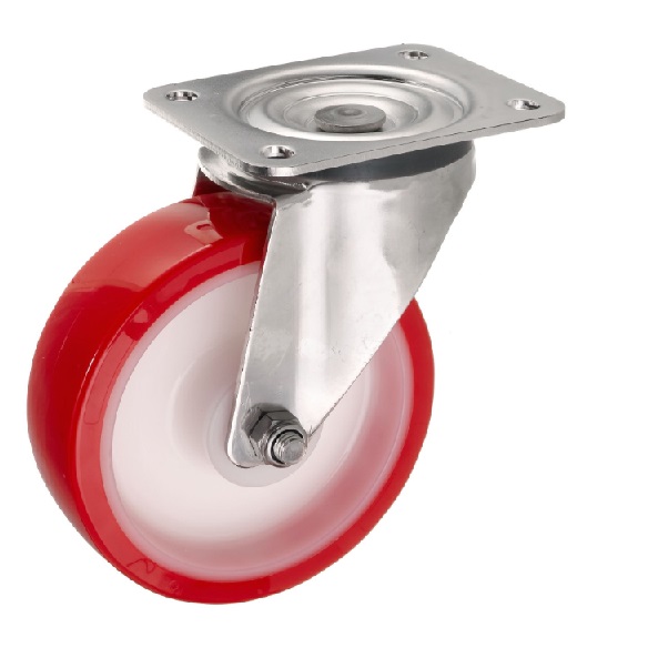 Детальное изображение Колесо Стелла-техник 6901-150 поворотное, диаметр 160мм, грузоподъемность 350кг, термопластичный полиуретан, полиамид, кронштейн из нержавеющей стали - Купить