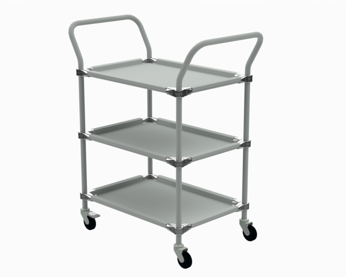 Детальное изображение Транспортная тележка с 3мя полками 470х990х840мм ESD (цвет RAL7035) - Купить