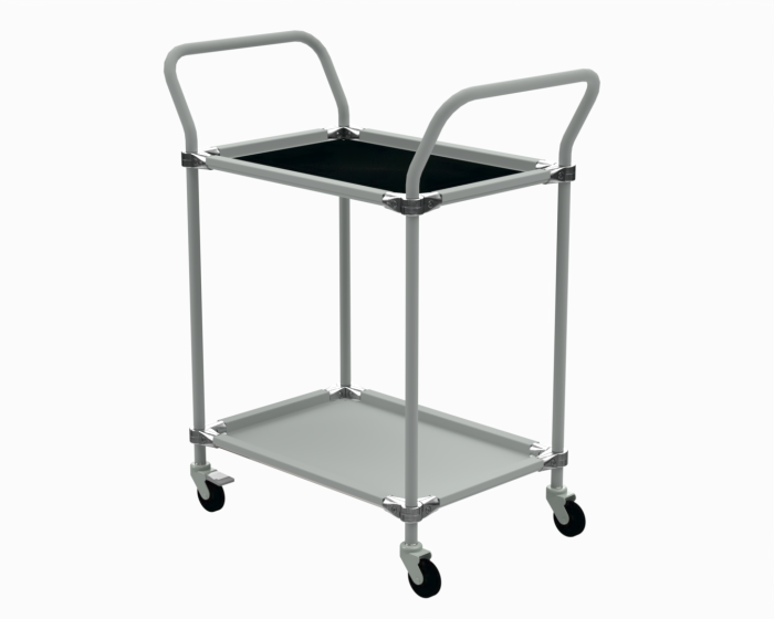 Детальное изображение Транспортная тележка с 2мя полками 470х990х840 (цвет RAL7035) - Купить