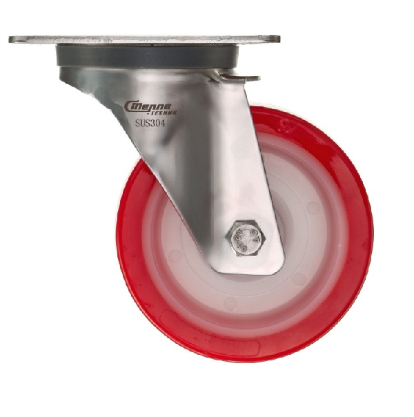 Детальное изображение Колесо Стелла-техник 6901-100 поворотное, диаметр 100мм, грузоподъемность 170кг, термопластичный полиуретан, полиамид, кронштейн из нержавеющей стали - Купить