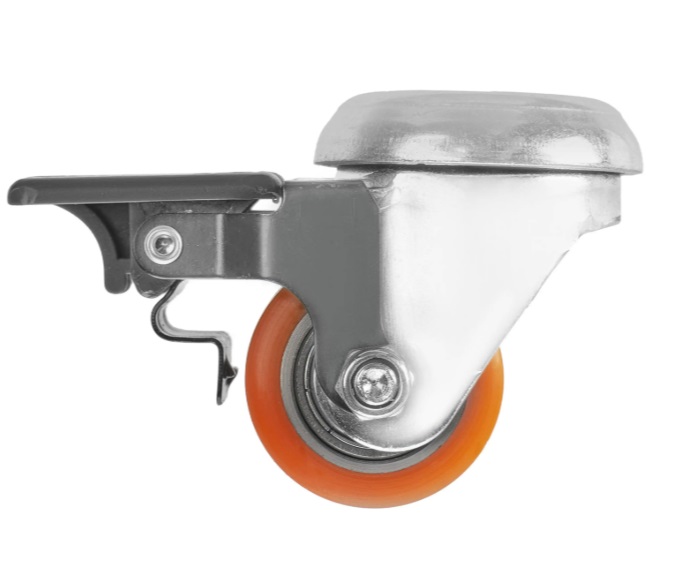 Детальное изображение Колесо Стелла-техник 1705-35 поворотное с тормозом и отверстием, диаметр 35мм, грузоподъемность 100кг, полиуретан, сталь - Купить