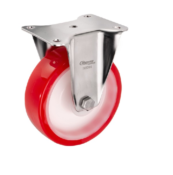 Детальное изображение Колесо Стелла-техник 6902-150 неповоротное, диаметр 160мм, грузоподъемность 350кг, термопластичный полиуретан, полиамид, кронштейн из нержавеющей стали - Купить