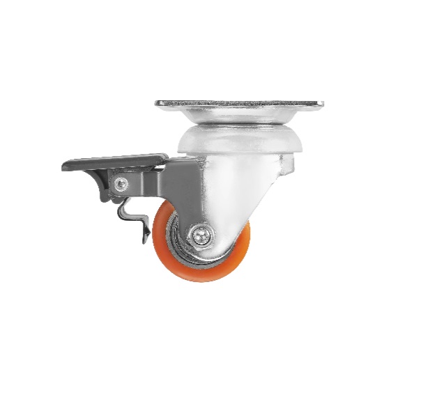 Детальное изображение Колесо Стелла-техник 1703-35 поворотное с тормозом, диаметр 35мм, грузоподъемность 100кг, полиуретан, сталь - Купить