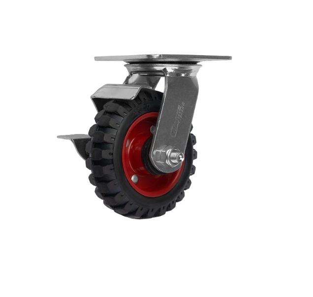 Детальное изображение Колесо Стелла-техник 5003-125 диаметр 125мм, грузоподъемность 120кг, резина, металл, поворотное с тормозом - Купить