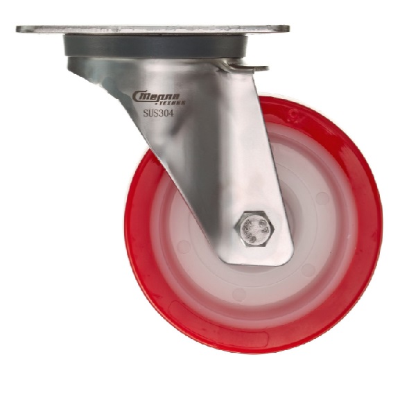 Детальное изображение Колесо Стелла-техник 6901-125 поворотное, диаметр 125мм, грузоподъемность 220кг, термопластичный полиуретан, полиамид, кронштейн из нержавеющей стали - Купить