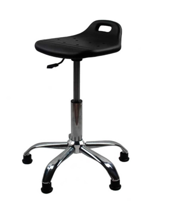 Детальное изображение Антистатический полиуретановый табурет с газлифтом 200 мм и спинкой (цвет черный) - Купить