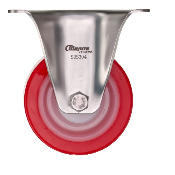 Детальное изображение Колесо Стелла-техник 6902-80 неповоротное, диаметр 80мм, грузоподъемность 120кг, термопластичный полиуретан, полиамид, кронштейн из нержавеющей стали - Купить