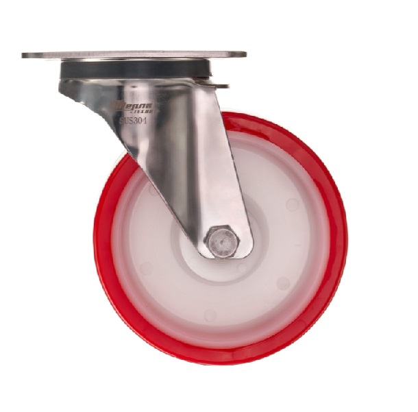 Детальное изображение Колесо Стелла-техник 6901-150 поворотное, диаметр 160мм, грузоподъемность 350кг, термопластичный полиуретан, полиамид, кронштейн из нержавеющей стали - Купить