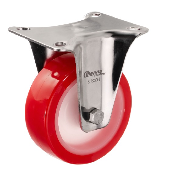 Детальное изображение Колесо Стелла-техник 6902-125 неповоротное, диаметр 125мм, грузоподъемность 220кг, термопластичный полиуретан, полиамид, кронштейн из нержавеющей стали - Купить