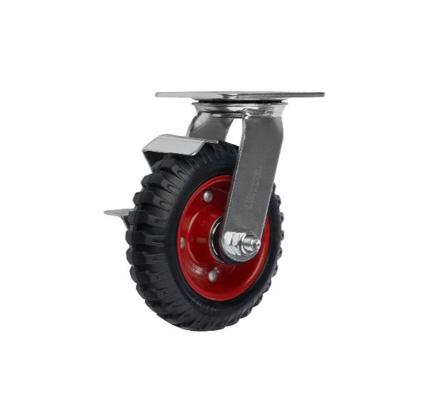 Детальное изображение Колесо Стелла-техник 5003-160 диаметр 150мм, грузоподъемность 160кг, резина, металл, поворотное с тормозом - Купить