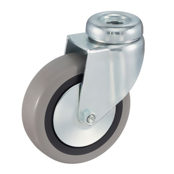 Детальное изображение Колесо Tellure Rota 373101 поворотное, диаметр 50мм, грузоподъемность 35кг, серая резина, полипропилен - Купить