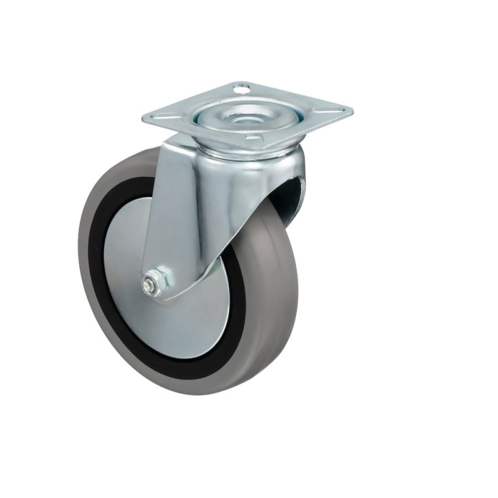 Детальное изображение Колесо Tellure Rota 374105 поворотное, диаметр 125мм, грузоподъемность 80кг, серая резина, полипропилен - Купить