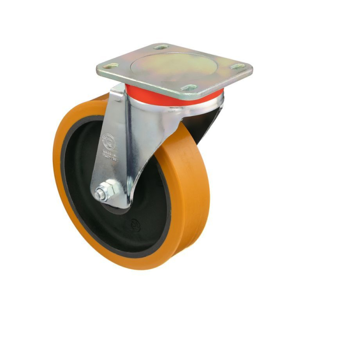 Детальное изображение Колесо Tellure Rota 647866 поворотное, диаметр 200мм, грузоподъемность 1600кг, полиуретан TR, чугун - Купить