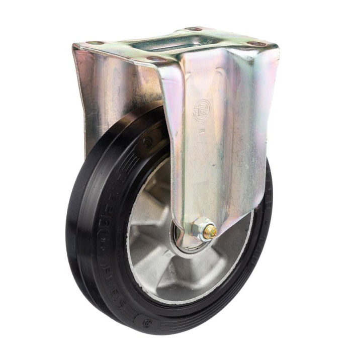 Детальное изображение Колесо Tellure Rota 728516 неповоротное, диаметр 200мм, грузоподъемность 500кг, эластичная резина SYGMA, алюминий, усиленный кронштейн P - Купить