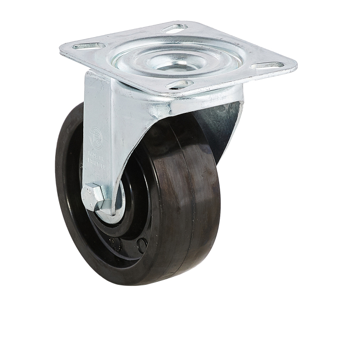 Детальное изображение Колесо Tellure Rota 677112 поворотное, диаметр 100мм, грузоподъемность 200кг, фенольная смола до 300С, шариковые термо подшипники в основании ступицы - Купить