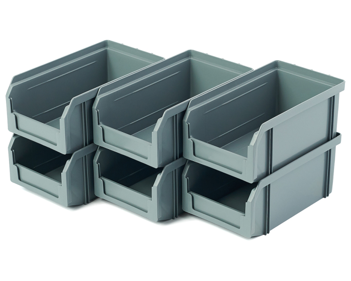 Детальное изображение Пластиковый ящик Стелла-техник V-1-К6-серый , комплект 6 штук - Купить