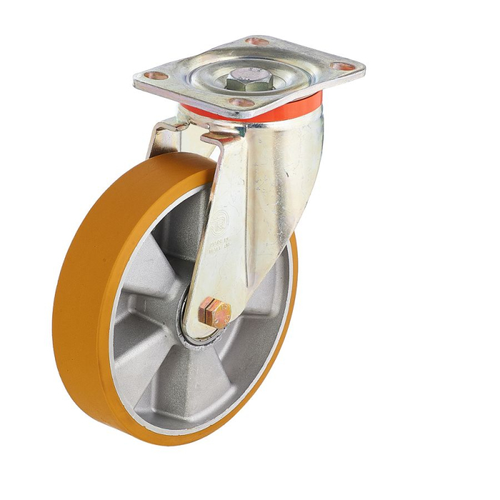 Детальное изображение Колесо Tellure Rota 657604 поворотное, диаметр 150мм, грузоподъемность 600кг, полиуретан TR, алюминий - Купить