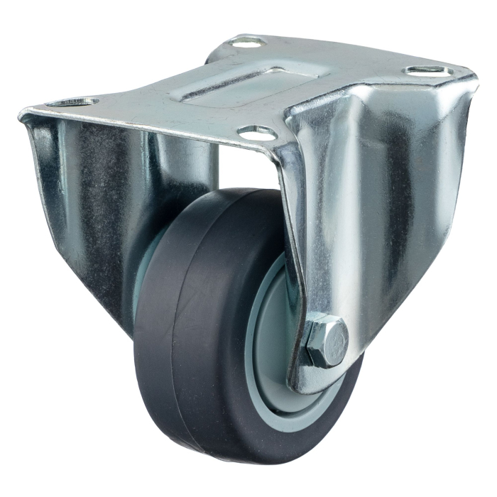 Детальное изображение Колесо Стелла-техник N48075TPRF неповоротное, диаметр 75мм, грузоподъемность 70кг, термопластичная серая резина, полипропилен - Купить