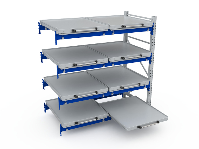 Детальное изображение Стеллаж с выкатными платформами S-HEAVY 500 (4 яруса хранения) - Купить