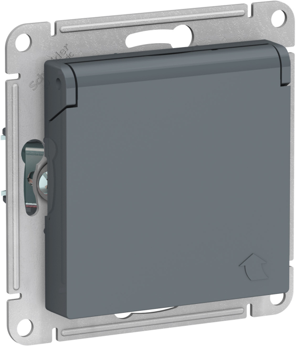 Детальное изображение Розетка ATLASDESIGN с заземлением со шторками с крышкой 16А IP20 механизм грифель (ATN000746) - Купить