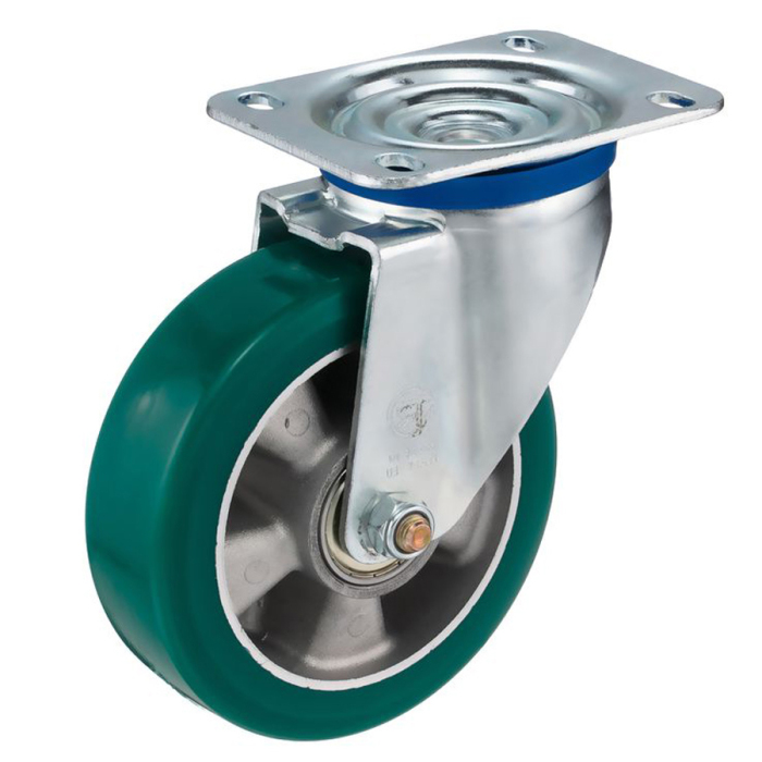 Детальное изображение Колесо Tellure Rota 624504 поворотное, диаметр 160мм, грузоподъемность 500кг, полиуретан TR- ROLL, алюминий - Купить