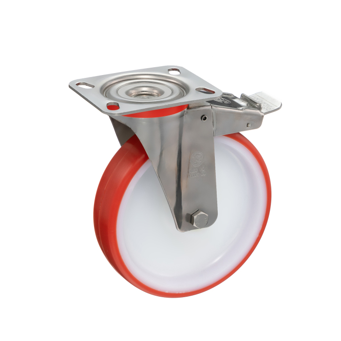 Детальное изображение Колесо Tellure Rota 606604 поворотное с тормозом, диаметр 150мм, грузоподъемность 220кг, термопластичный полиуретан, полиамид - Купить