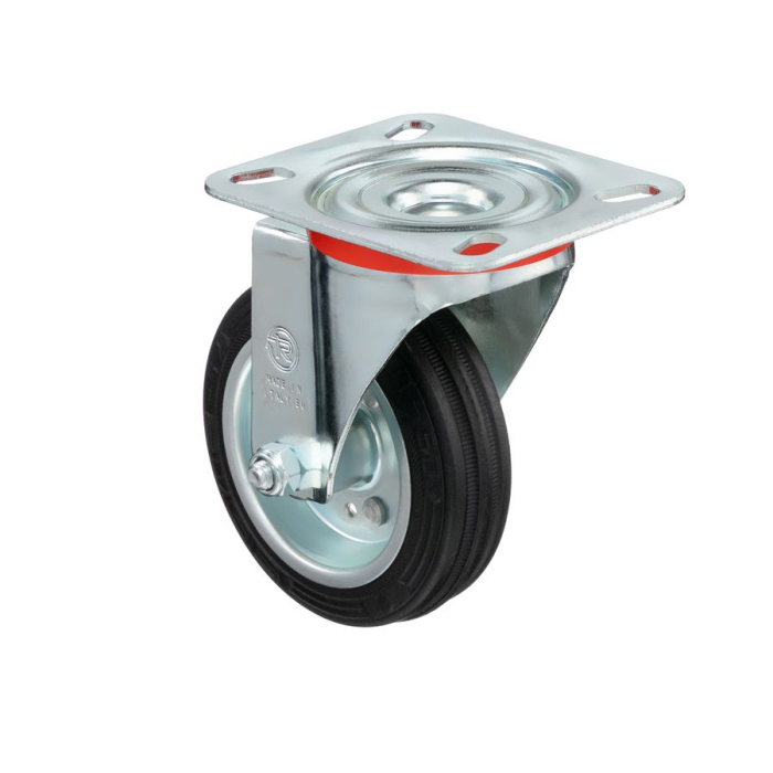 Детальное изображение Колесо Tellure Rota 535101 поворотное, диаметр 80мм, грузоподъемность 65кг, черная резина, сталь - Купить