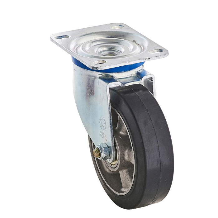 Детальное изображение Колесо Tellure Rota 724506 поворотное, диаметр 200мм, грузоподъемность 500кг, эластичная резина SYGMA, алюминий - Купить