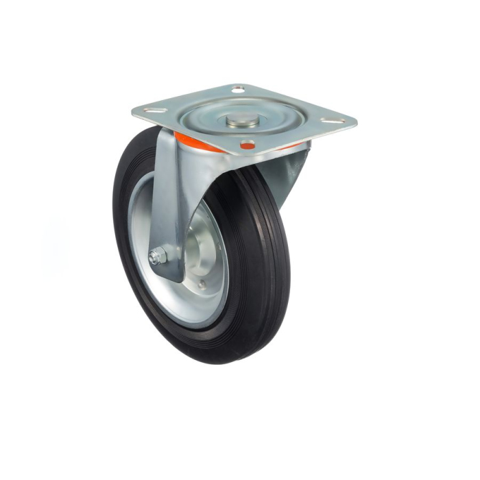 Детальное изображение Колесо Tellure Rota 534909 поворотное, диаметр 280мм, грузоподъемность 390кг, черная резина, сталь - Купить