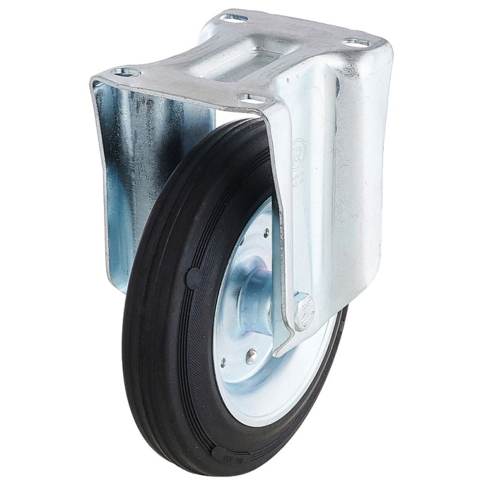 Детальное изображение Колесо Tellure Rota 535906 неповоротное, диаметр 200мм, грузоподъемность 230кг, черная резина, сталь - Купить