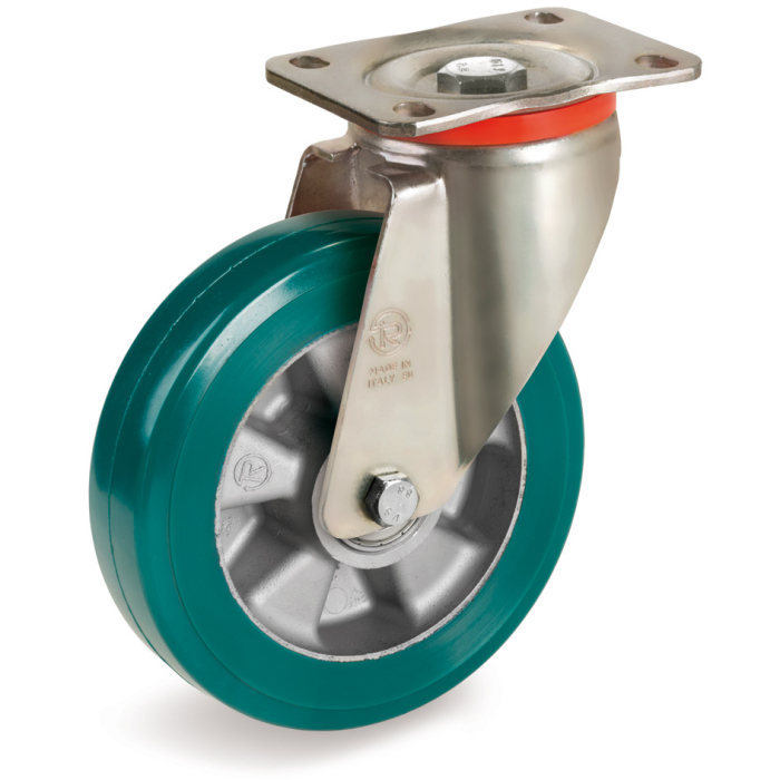 Детальное изображение Колесо Tellure Rota 627610 поворотное, диаметр 160мм, грузоподъемность 550кг, полиуретан TR- ROLL, алюминий - Купить