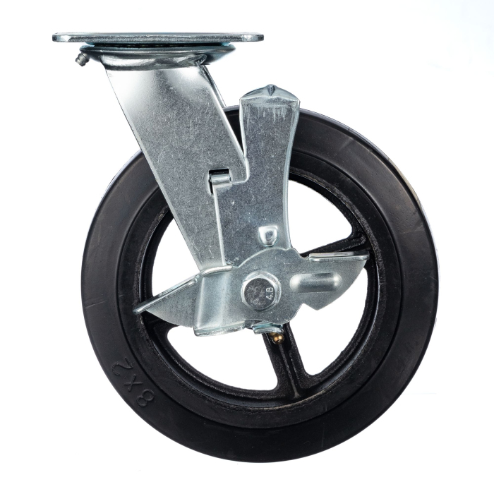 Детальное изображение Колесо Стелла-техник N29200B1 d=200мм, чугун/рез, поворотное с боковым тормозом, игольчатый подшипн. г/п=240кг - Купить