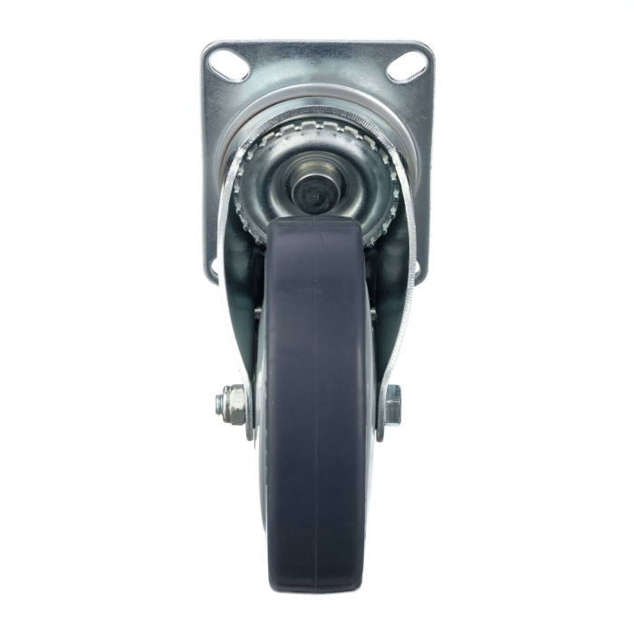 Детальное изображение Колесо Стелла-техник N48125TPRB поворотное с тормозом, диаметр 125мм, грузоподъемность 140кг, термопластичная серая резина, полипропилен - Купить