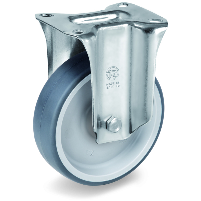 Детальное изображение Колесо Tellure Rota 715702 неповоротное, диаметр 100мм, грузоподъемность 100кг, термопластичная серая резина, полипропилен - Купить