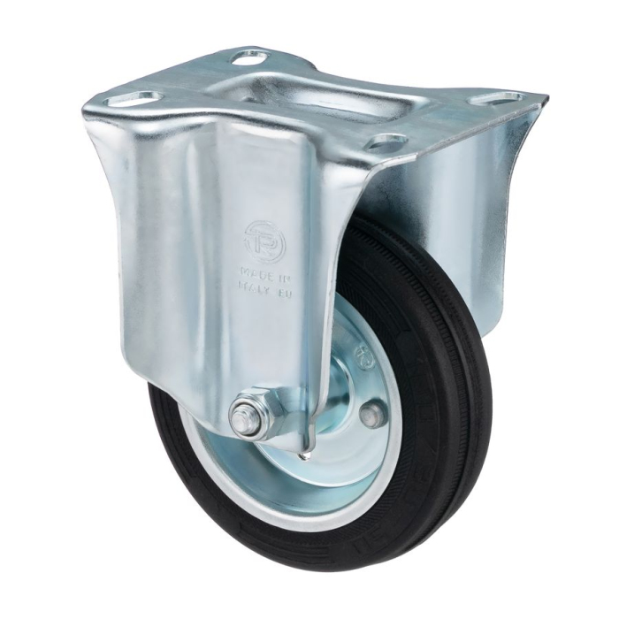 Детальное изображение Колесо Tellure Rota 535902 неповоротное, диаметр 100мм, грузоподъемность 80кг, черная резина, сталь - Купить