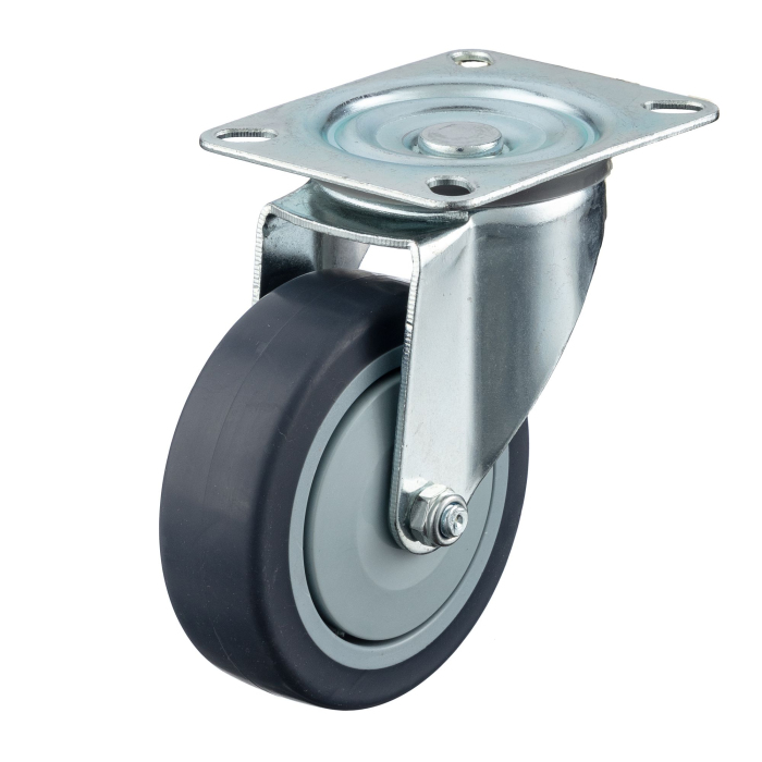 Детальное изображение Колесо Стелла-техник N48100TPR поворотное, диаметр 100мм, грузоподъемность 100кг, термопластичная серая резина, полипропилен - Купить