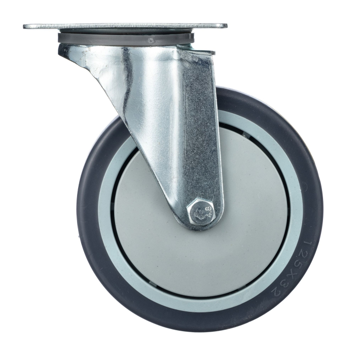 Детальное изображение Колесо Стелла-техник N48125TPR поворотное, диаметр 125мм, грузоподъемность 140кг, термопластичная серая резина, полипропилен - Купить