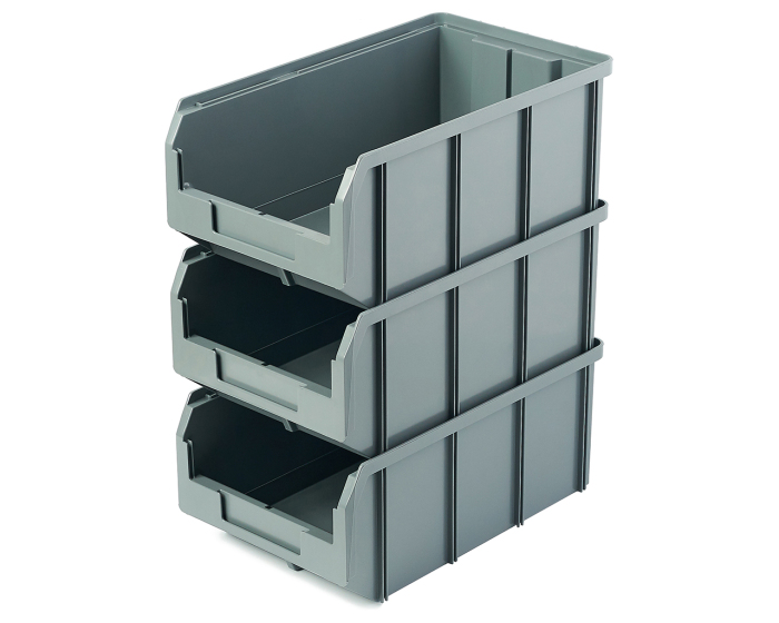 Детальное изображение Пластиковый ящик Стелла-техник V-3-К3-серый , комплект 3 штуки - Купить