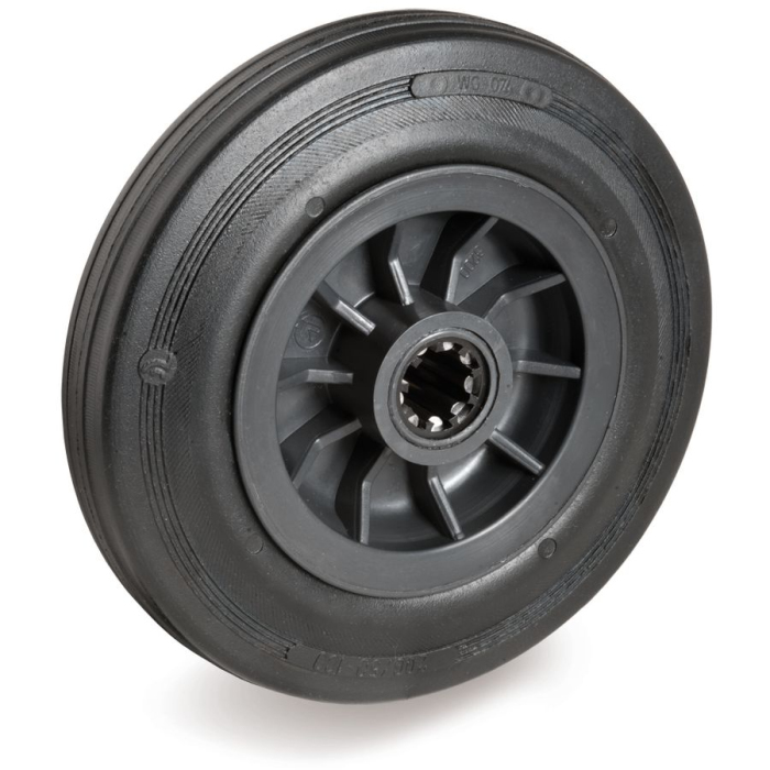 Детальное изображение Колесо Tellure Rota 523111 под ось, диаметр 150мм, грузоподъемность 130кг, черная резина, основание из полипропилена - Купить