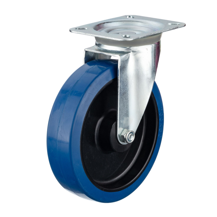 Детальное изображение Колесо Стелла-техник N48200RBL поворотное, d=200мм, полипропилен, эластичная резина, игольчатый подшипник, г/п=400кг - Купить