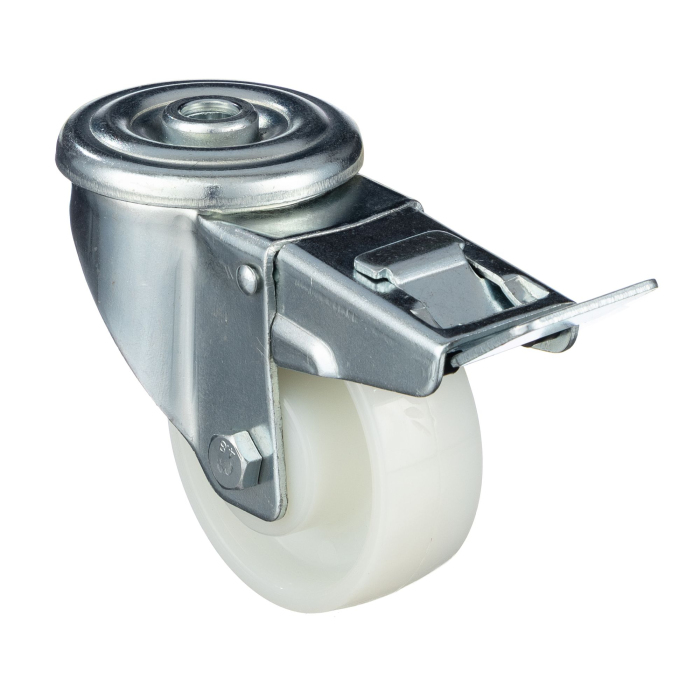 Детальное изображение Колесо Стелла-техник N45100PNYDB , d=100мм, полиамидповоротное с отверстием 12мм и тормозом, подшипник скольжения, г/п=200кг - Купить