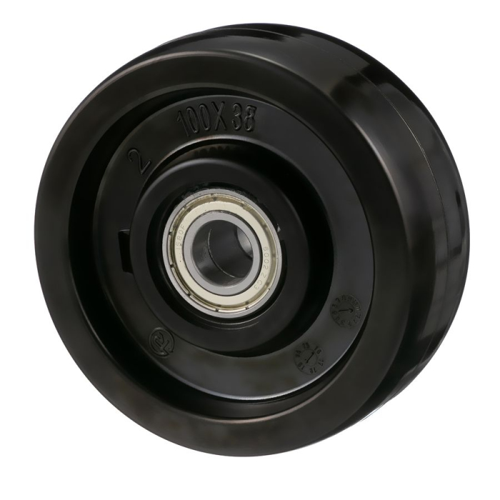 Детальное изображение Колесо Tellure Rota 672502 под ось, диаметр 100мм, грузоподъемность 200кг, фенольная смола до 300С, шариковые подшипники под ось 15 мм в комплекте. - Купить