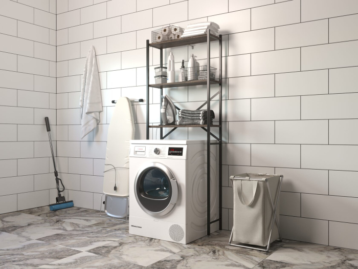 GUTTA Стеллаж для ванной комнаты 180х69х25 см. три полки - коричневый - чёрный