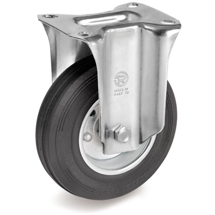 Детальное изображение Колесо Tellure Rota 535901 неповоротное, диаметр 80мм, грузоподъемность 65кг, черная резина, сталь - Купить