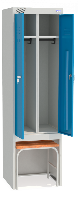 Детальное изображение Шкаф для одежды ШРЭК 22-530 ВСК (с нишей для выдвижной скамьи, с синими дверьми) - Купить