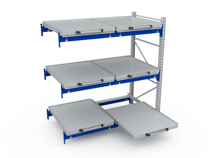 Детальное изображение Стеллаж с выкатными платформами S-HEAVY 500 (3 яруса хранения) - Купить